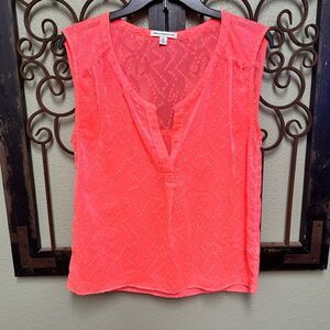 American Eagle Outfitters orange sleeveless vneck sheer top
